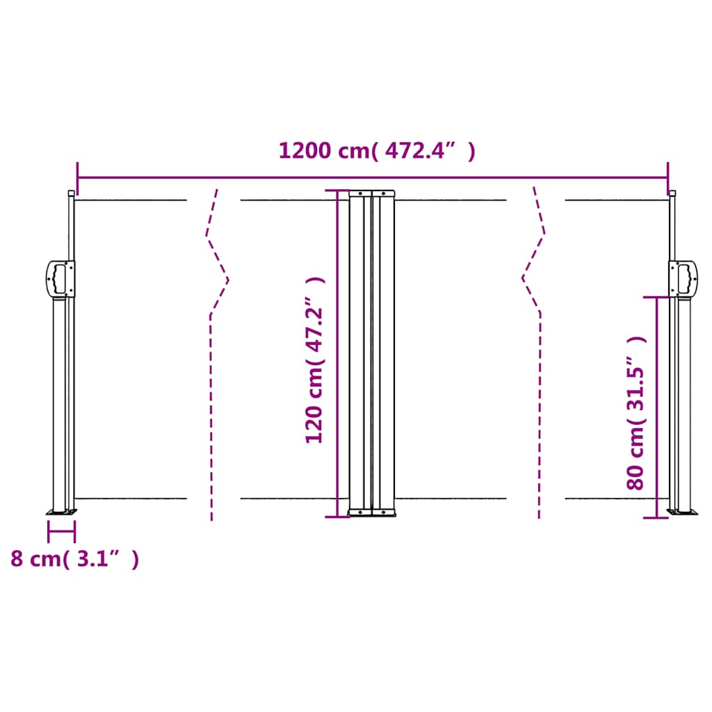 Bočna tenda na uvlačenje crvena 120x1200 cm