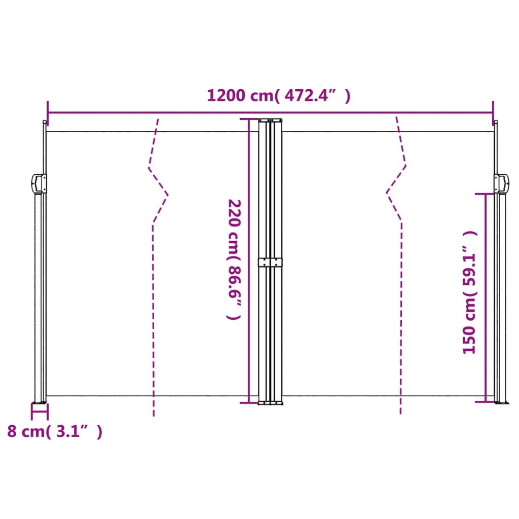 Bočna tenda na uvlačenje crvena 220 x 1200 cm