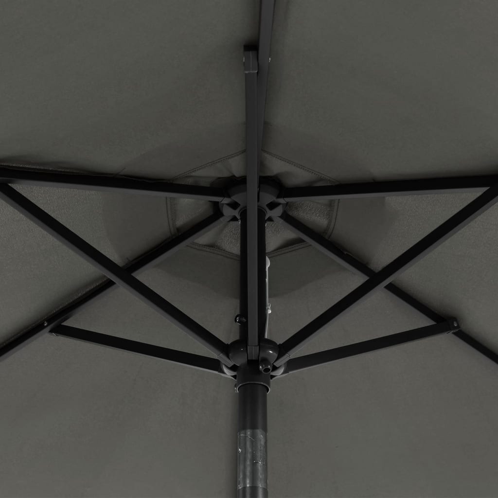 Vrtni suncobran s čeličnom šipkom LED antracit 225x225x212 cm