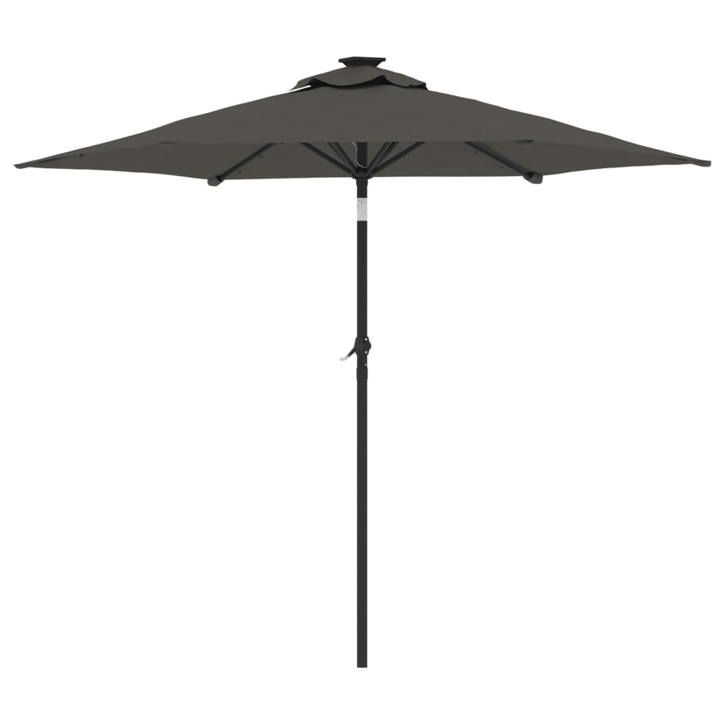Vrtni suncobran s čeličnom šipkom LED antracit 225x225x212 cm