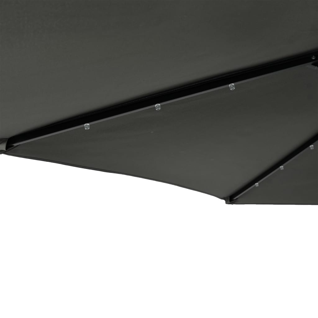 Vrtni suncobran s čeličnom šipkom LED antracit 225x225x212 cm
