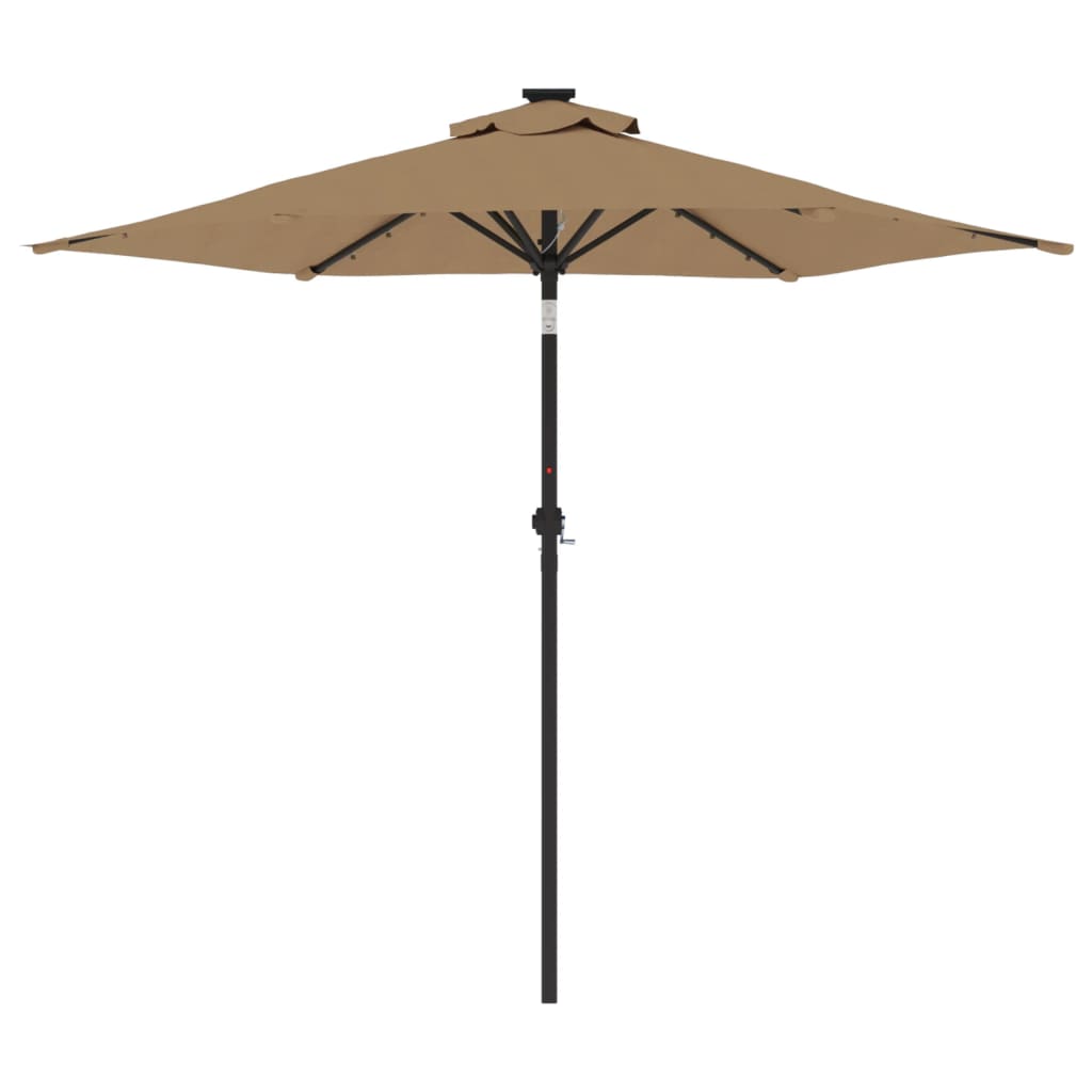 Vrtni suncobran s čeličnom šipkom LED smeđesivi 225x225x212 cm
