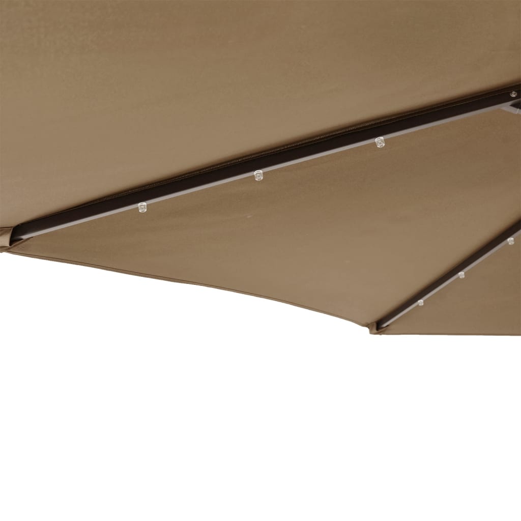 Vrtni suncobran s čeličnom šipkom LED smeđesivi 225x225x212 cm