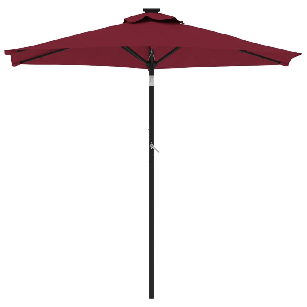 Vrtni suncobran s čeličnom šipkom LED bordo 225 x 225 x 212 cm