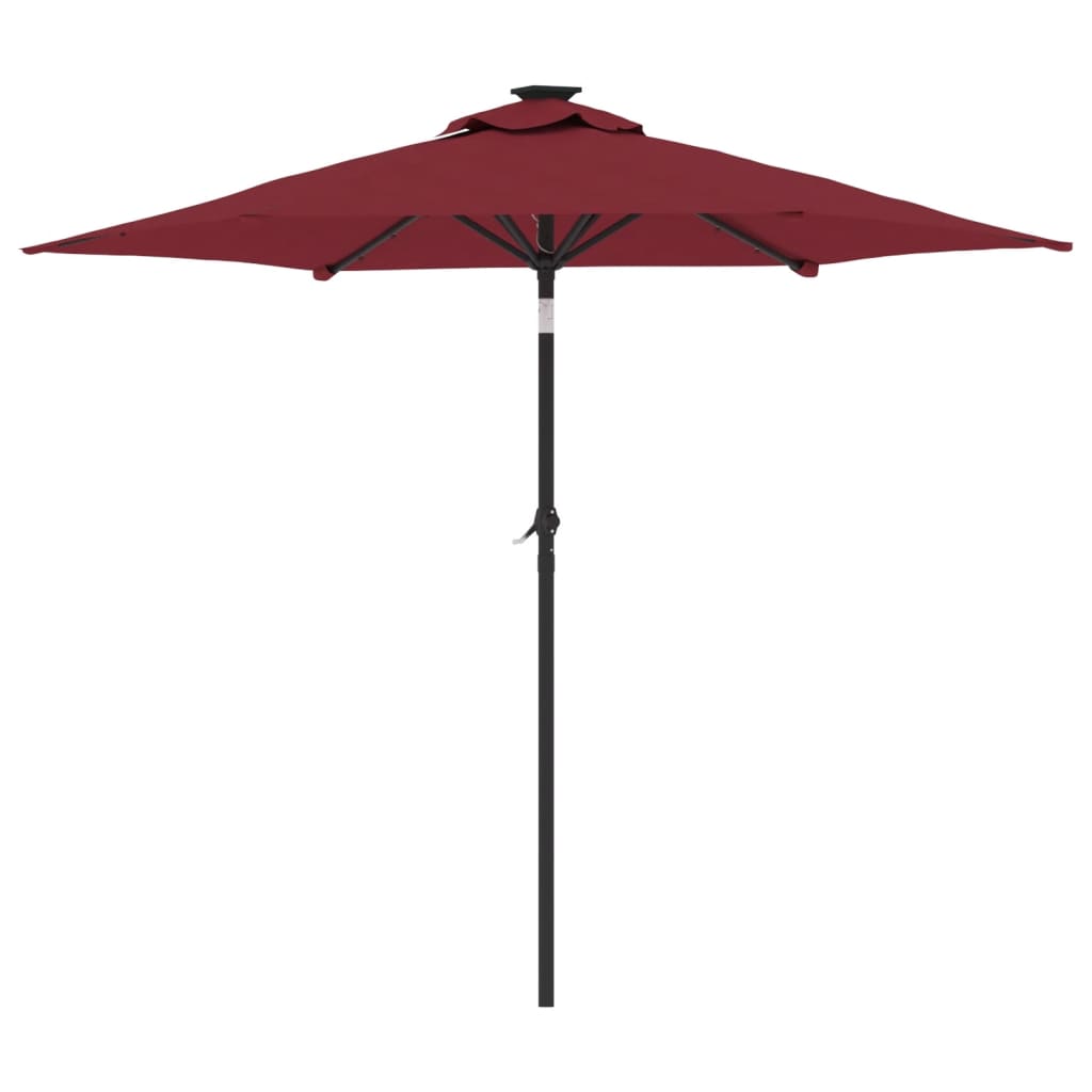 Vrtni suncobran s čeličnom šipkom LED bordo 225 x 225 x 212 cm