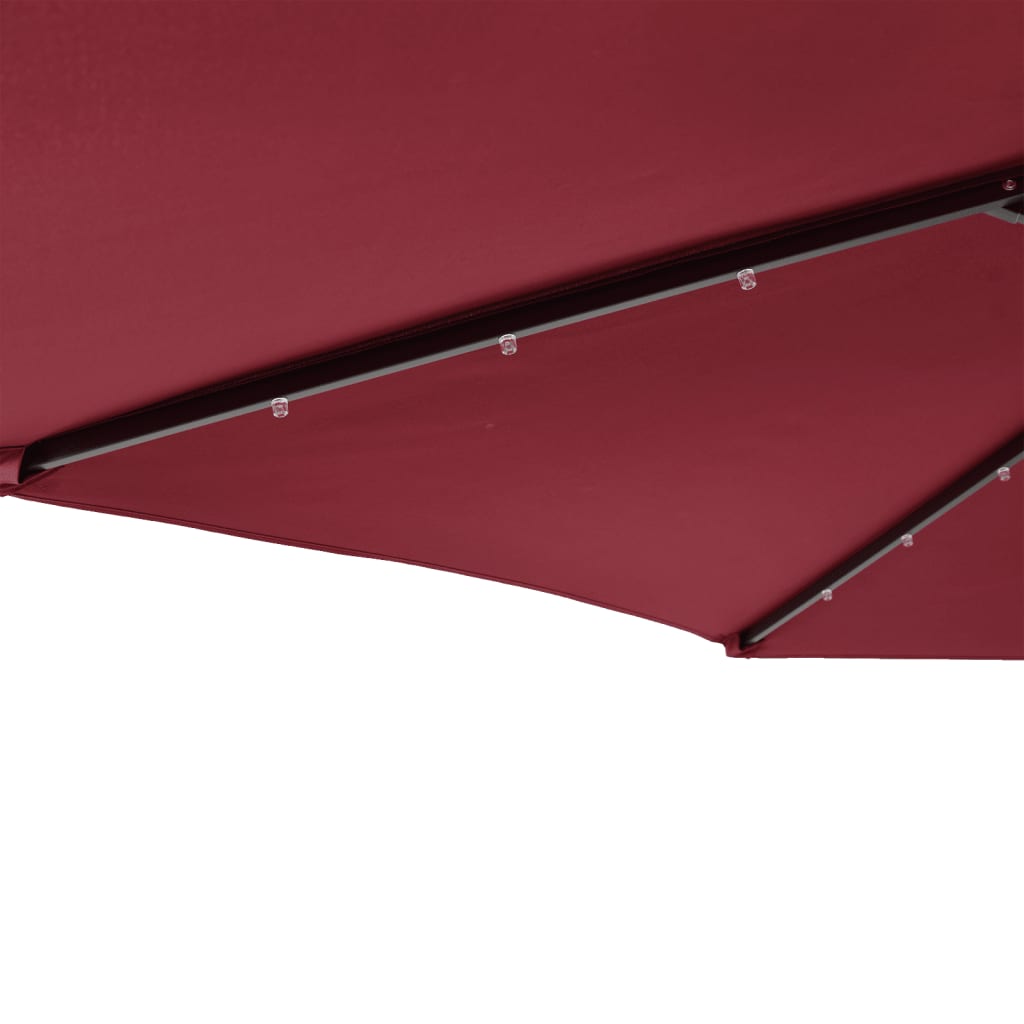 Vrtni suncobran s čeličnom šipkom LED bordo 225 x 225 x 212 cm