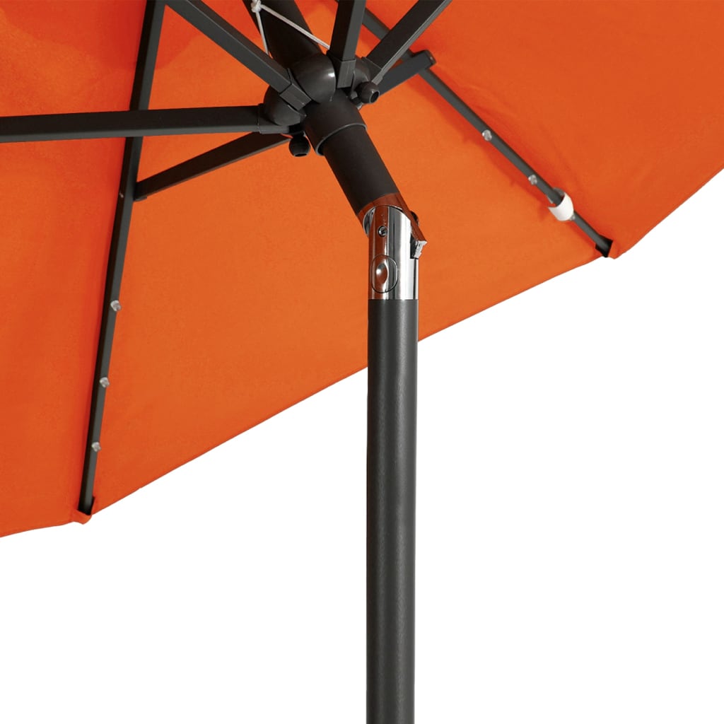 Vrtni suncobran s čeličnom šipkom LED terakota 225x225x212 cm