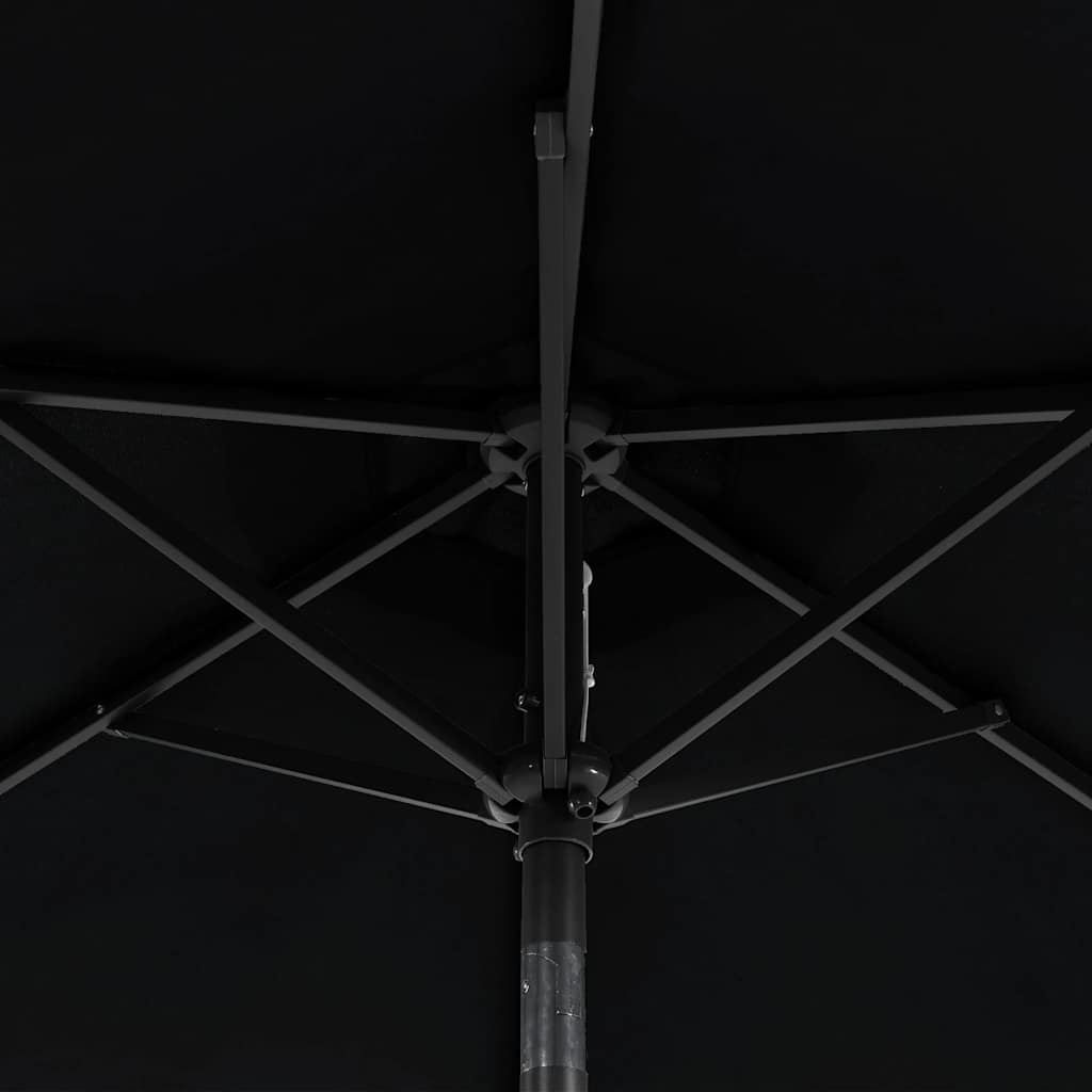 Vrtni suncobran s čeličnom šipkom LED crni 225 x 225 x 212 cm