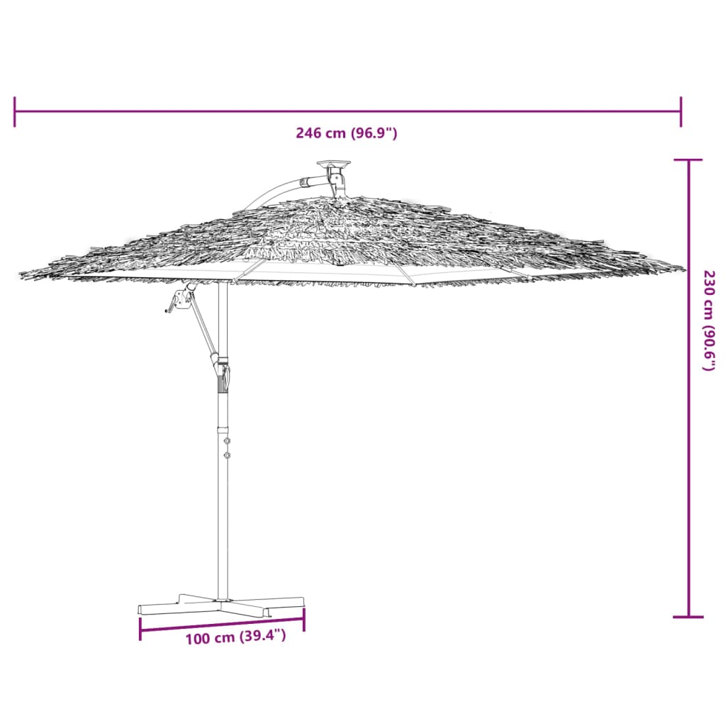 Vrtni suncobran s drvenim stupom zeleni 246x246x230 cm
