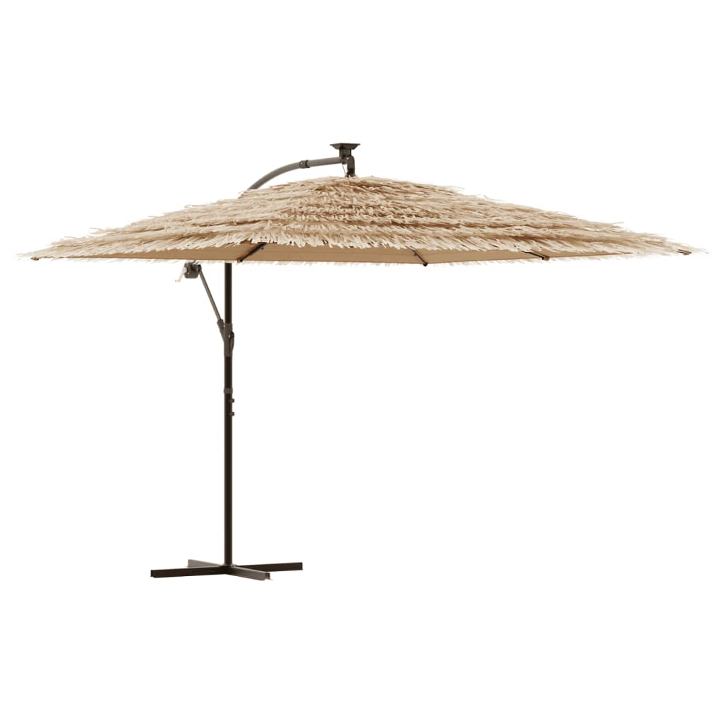 Vrtni suncobran LED s čeličnom šipkom smeđi 290x290x238 cm