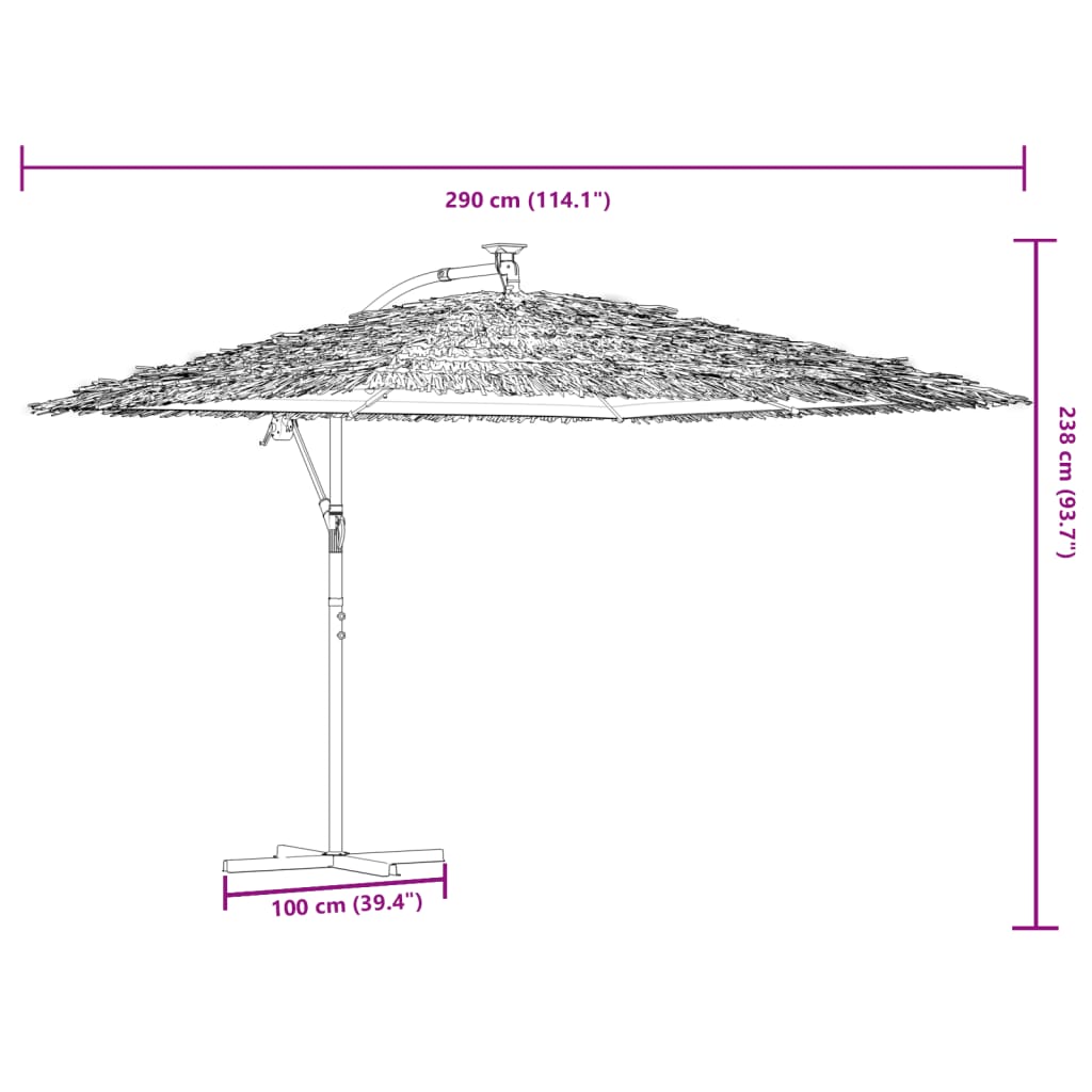 Vrtni suncobran LED s čeličnom šipkom smeđi 290x290x238 cm