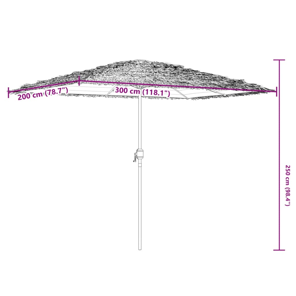 Vrtni suncobran s čeličnom šipkom smeđi 300x200x250 cm