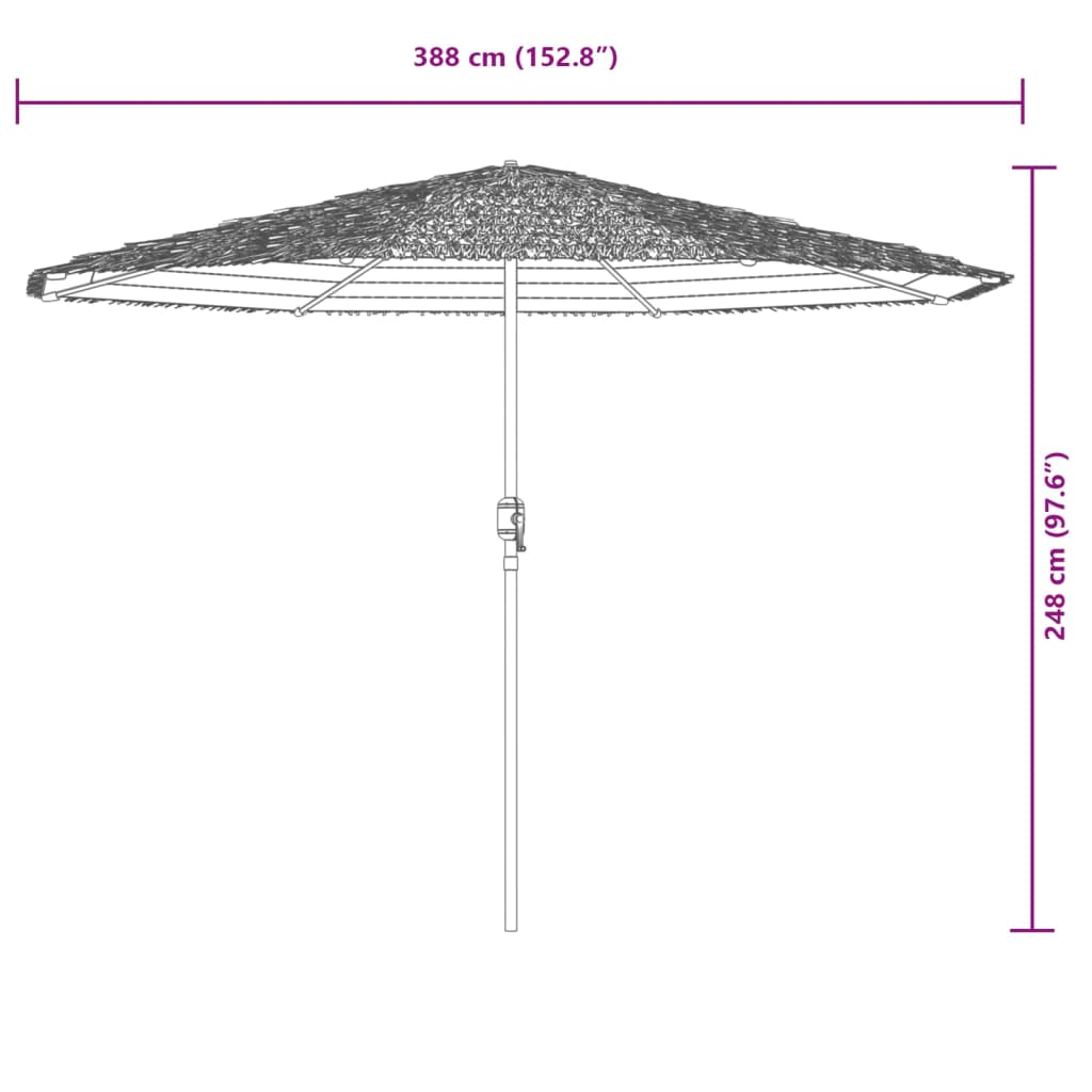 Vrtni suncobran s drvenim stupom zeleni 388x388x248 cm
