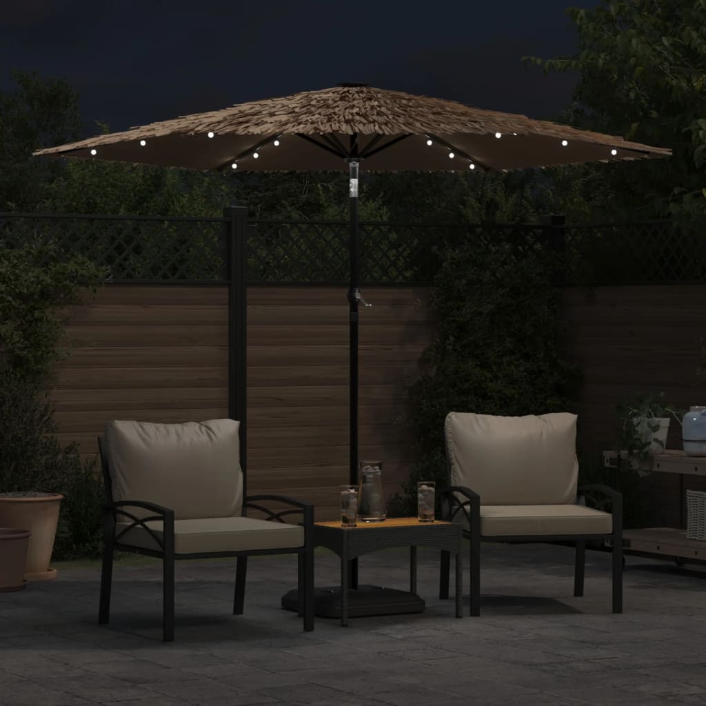 Vrtni suncobran LED s čeličnom šipkom smeđi 268x268x226 cm