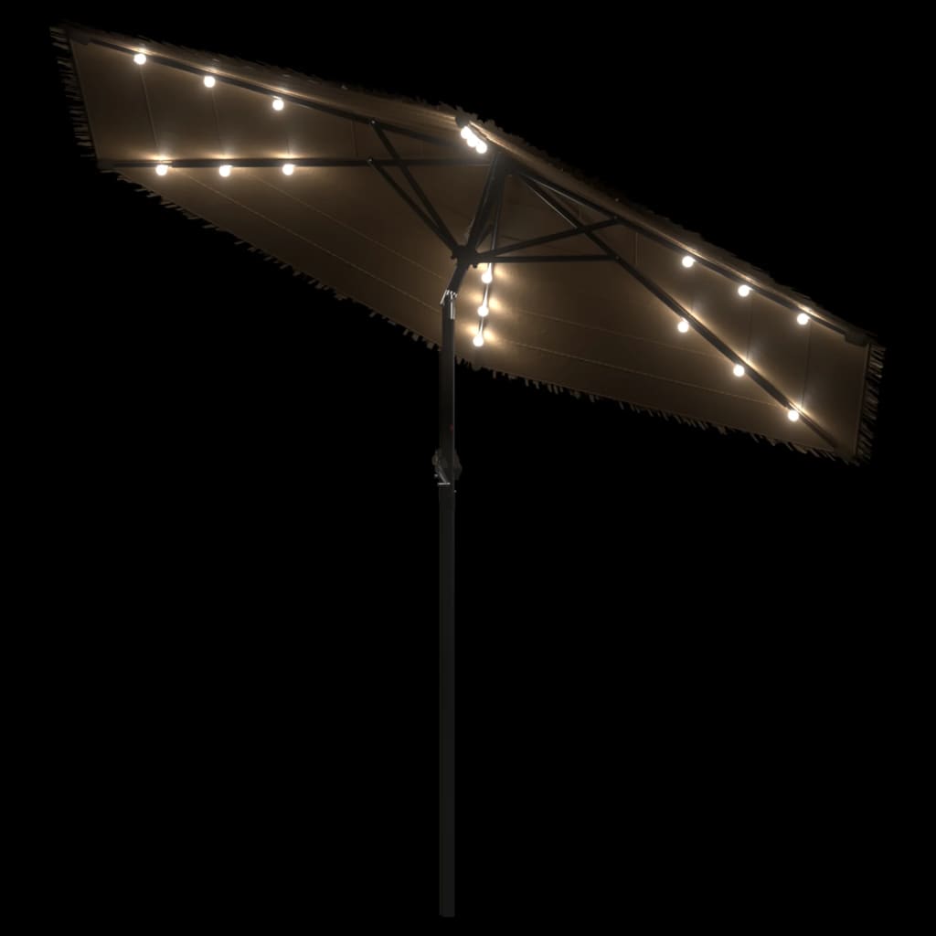 Vrtni suncobran LED s čeličnom šipkom smeđi 268x268x226 cm
