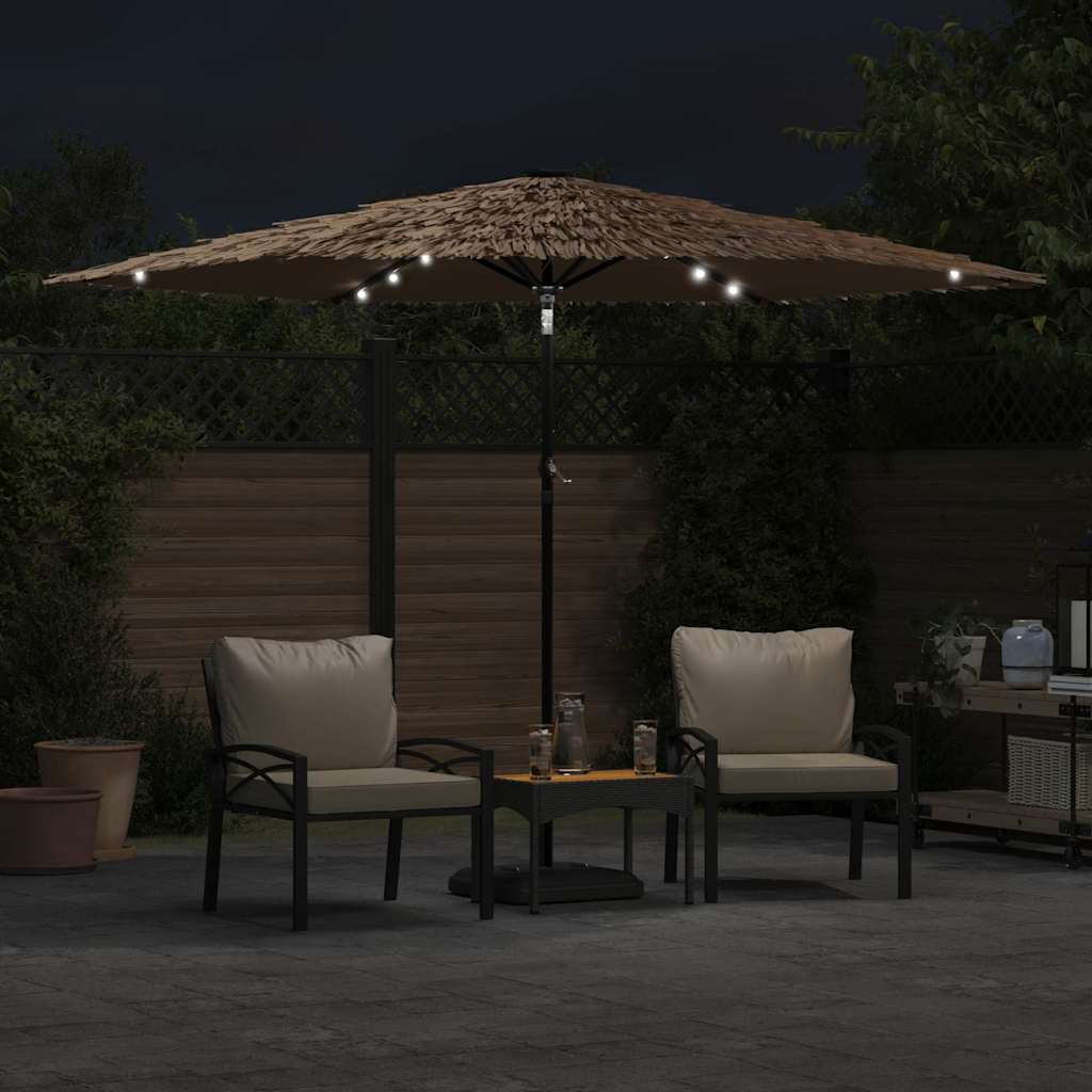 Vrtni suncobran LED s čeličnom šipkom smeđi 288x288x225 cm