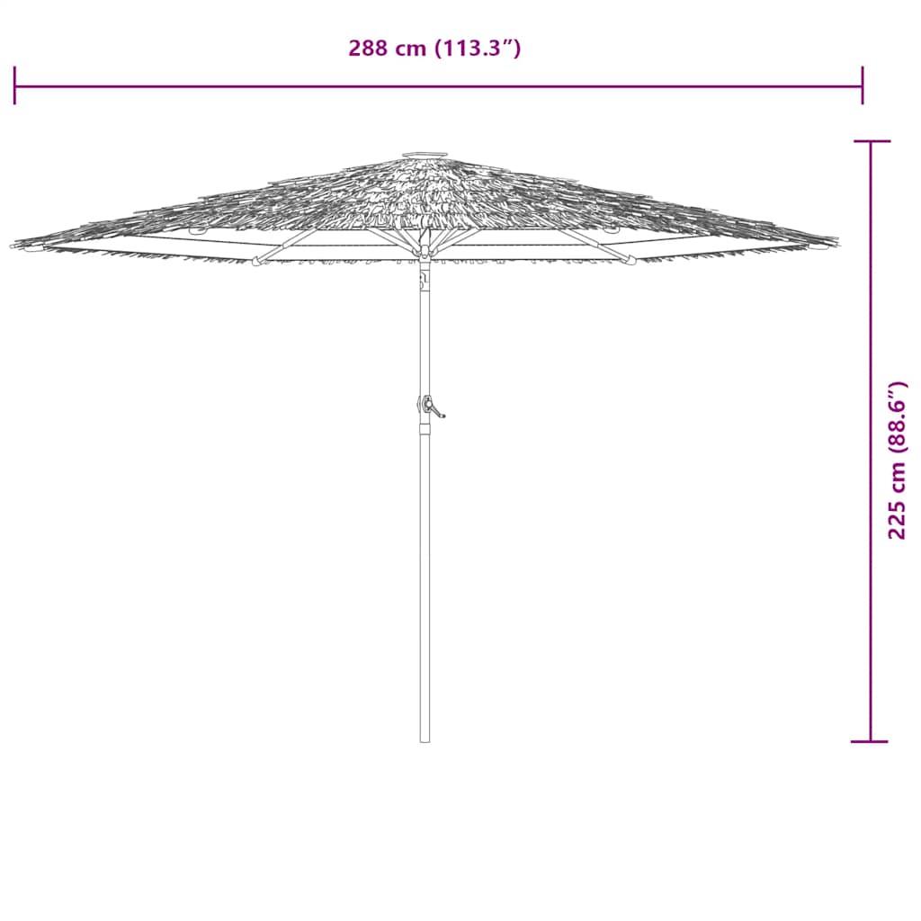 Vrtni suncobran LED s čeličnom šipkom smeđi 288x288x225 cm