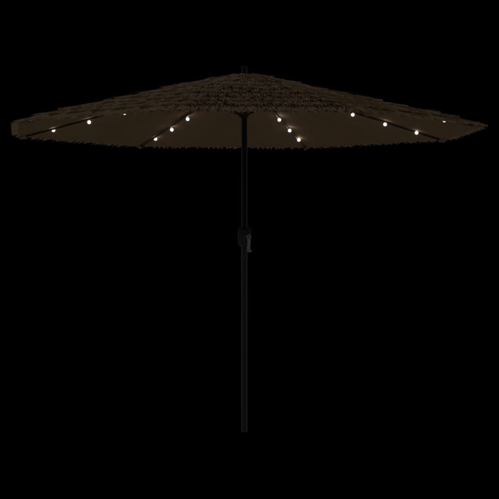 Vrtni suncobran LED s čeličnom šipkom smeđi 324x324x247 cm