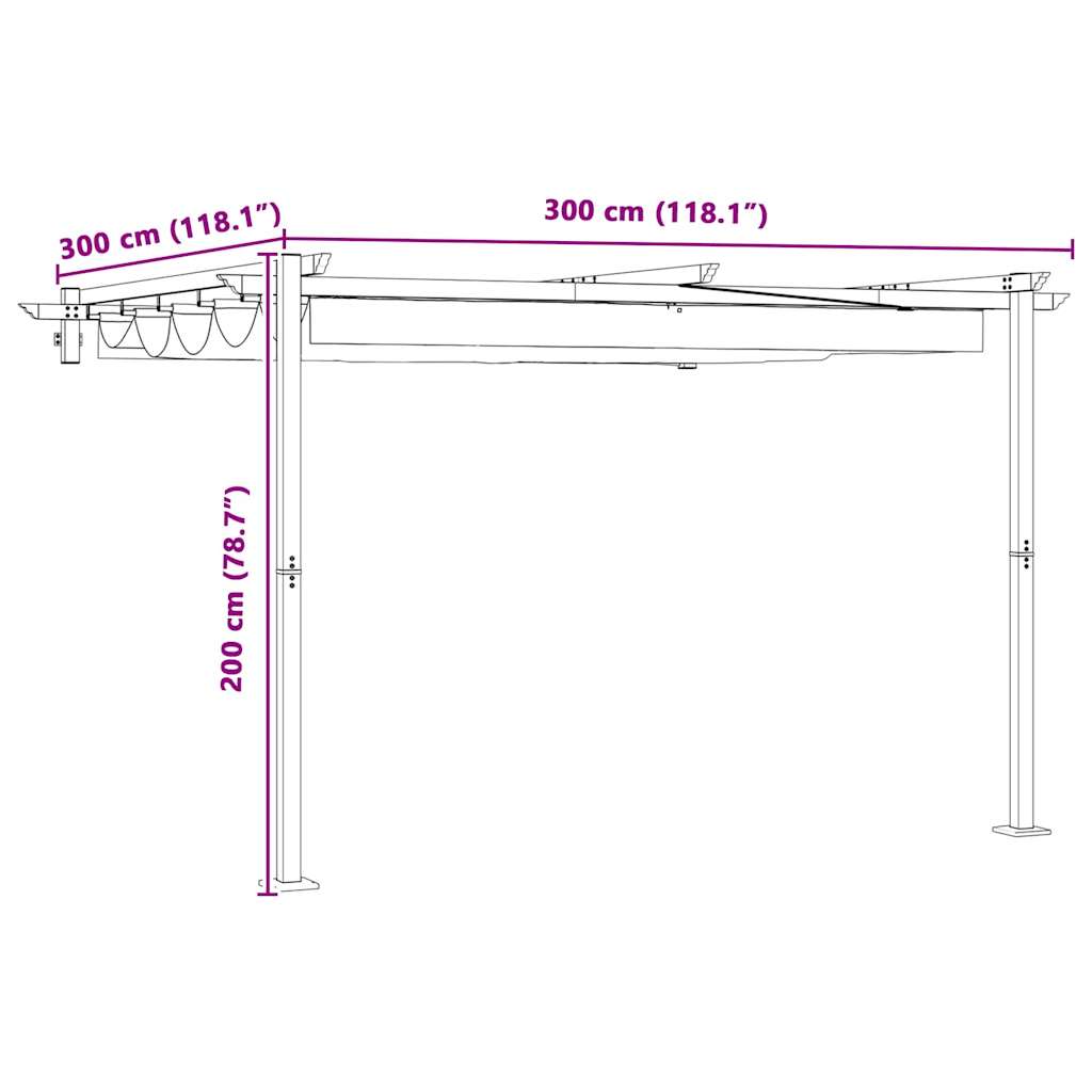 Gazebo Krema 300 x 300 x 200 cm Poliester