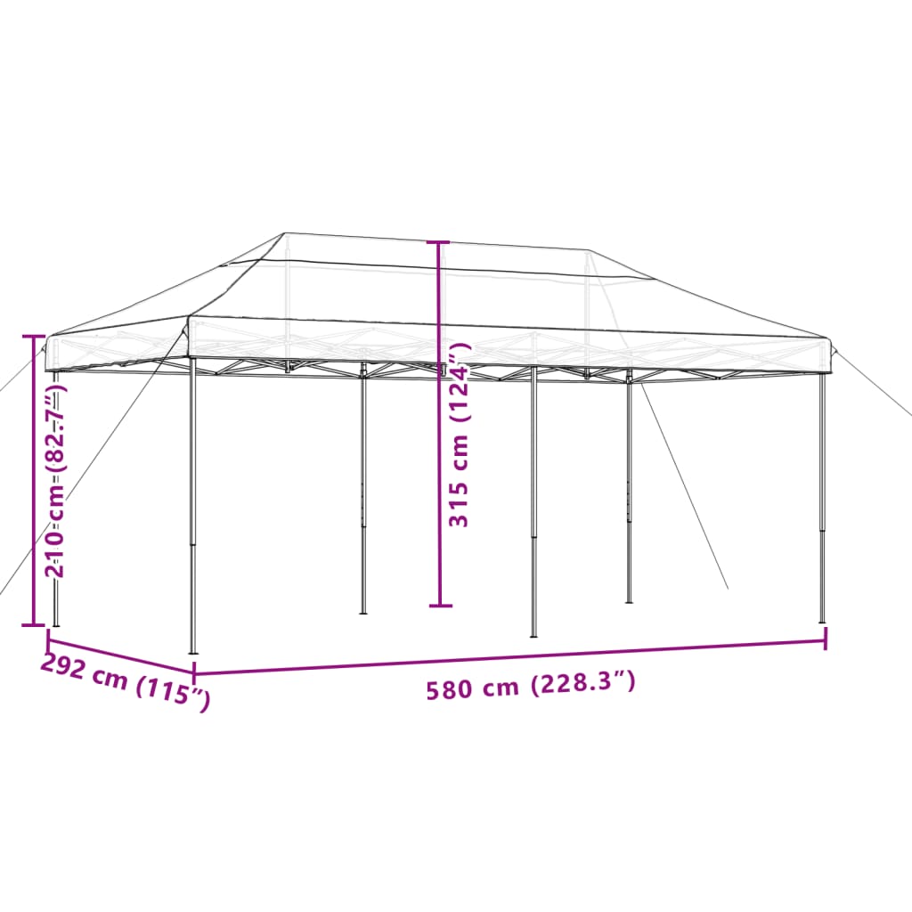 Sklopivi prigodni šator za zabave zeleni 580x292x315 cm