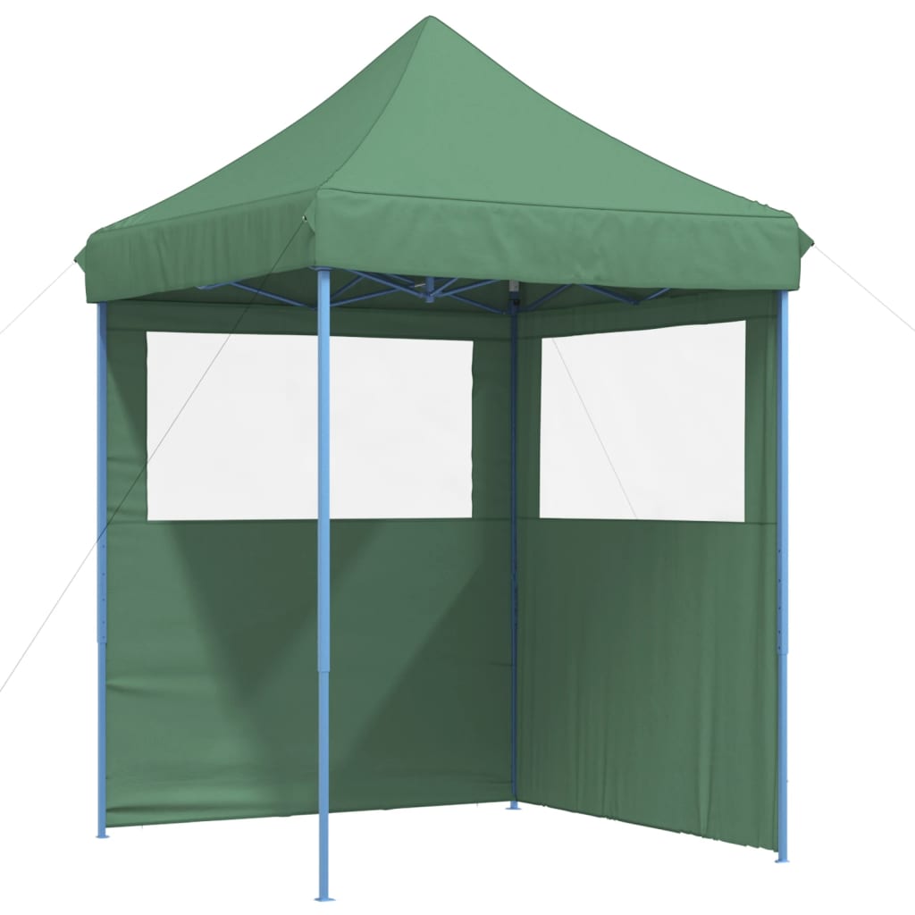Sklopivi prigodni šator za zabave s 2 bočna zida zeleni