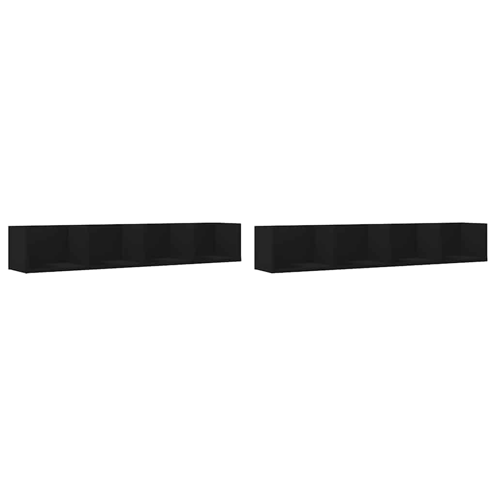 Zidni ormarići 2 kom crni 99x18x16,5 cm od konstruiranog drva