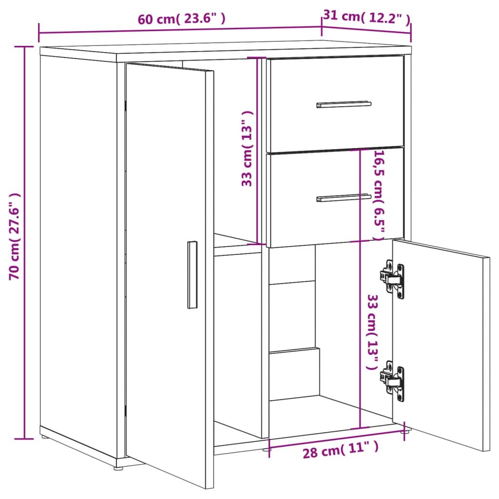 Komoda sonoma hrast 60 x 31 x 70 cm od konstruiranog drva
