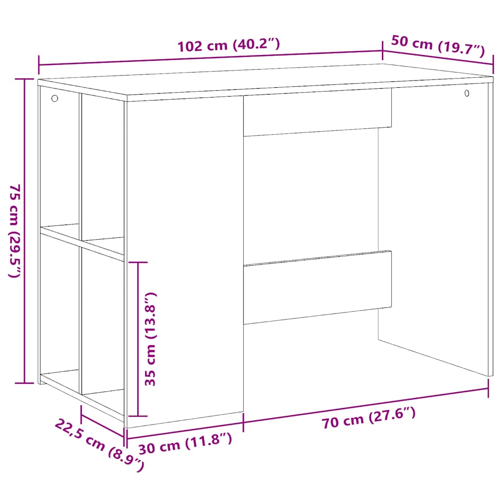 Radni stol crni 102 x 50 x 75 cm od konstruiranog drva