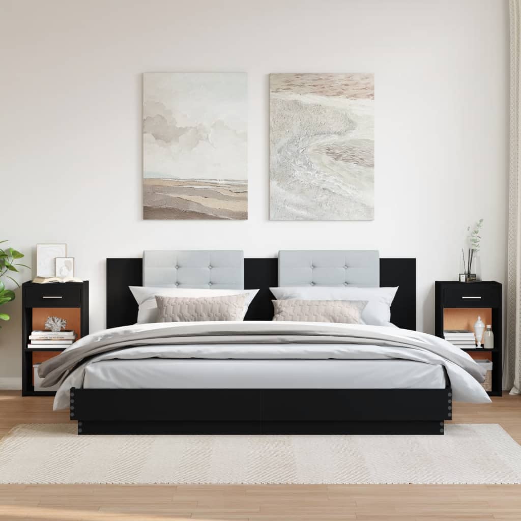 Noćni ormarići 2 kom crni 35 x 34 x 65 cm konstruirano drvo
