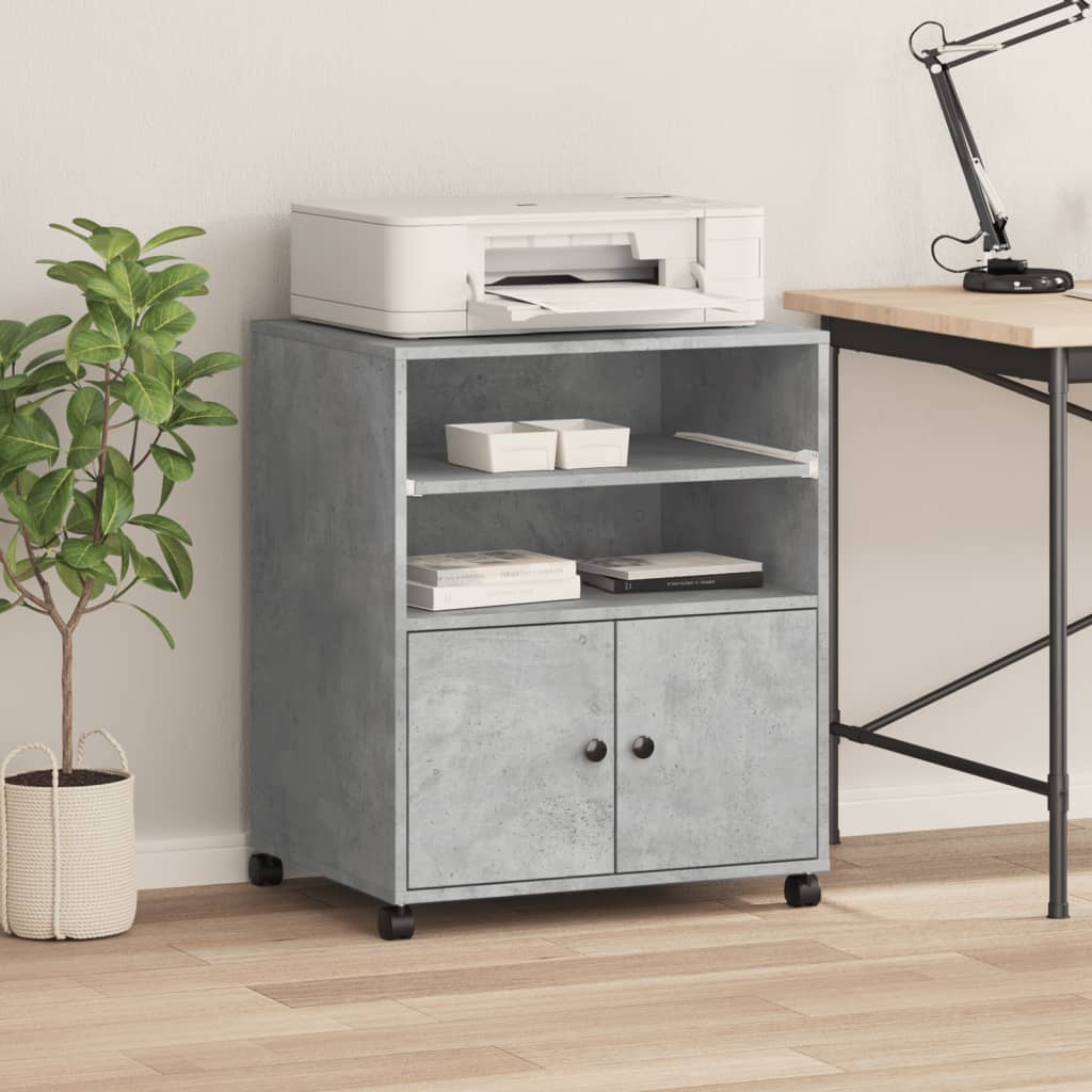 Stalak za pisač s kotačima betonska siva 60 x 48 x 74 cm