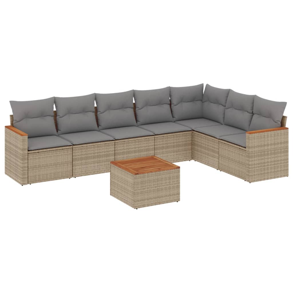 8-dijelni set vrtnih sofa s jastucima bež od poliratana