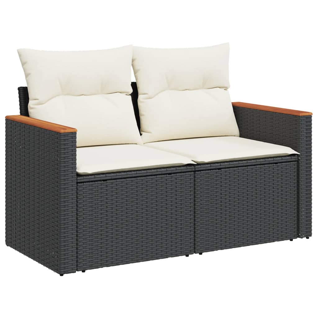 9-dijelni set vrtnih sofa s jastucima crni od poliratana