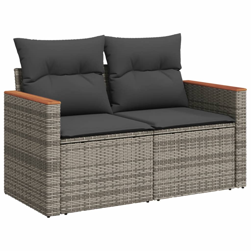 10-dijelni set vrtnih sofa od poliratana s jastucima sivi