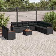 11-dijelni set vrtnih sofa od poliratana s jastucima crni