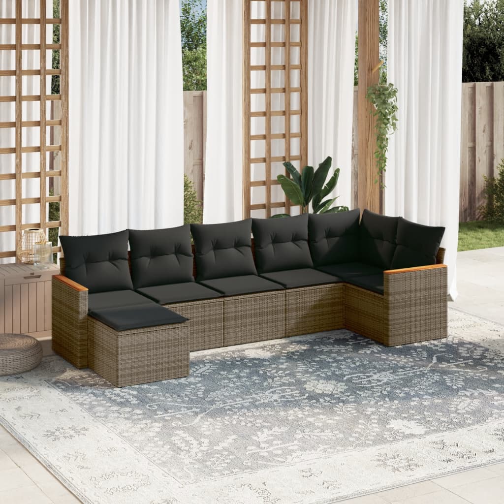 7-dijelni set vrtnih sofa sivi od poliratana