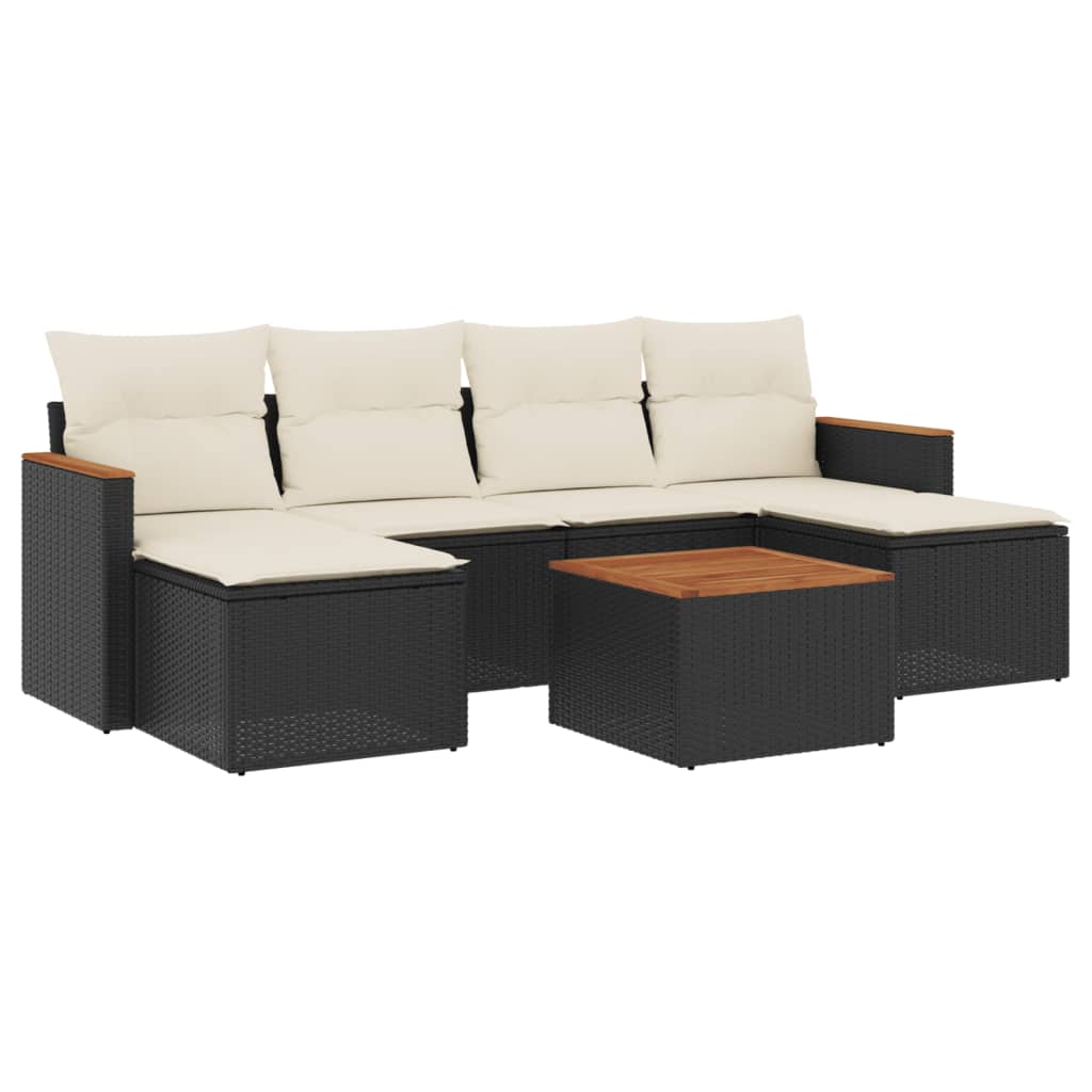 7-dijelni set vrtnih sofa od poliratana s jastucima crni Crna 61 x 62 x 69 cm
