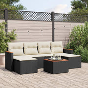 7-dijelni set vrtnih sofa od poliratana s jastucima crni Crna 61 x 62 x 69 cm