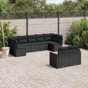 9-dijelni set vrtnih sofa s jastucima crni od poliratana Crna 62 x 62 x 69 cm