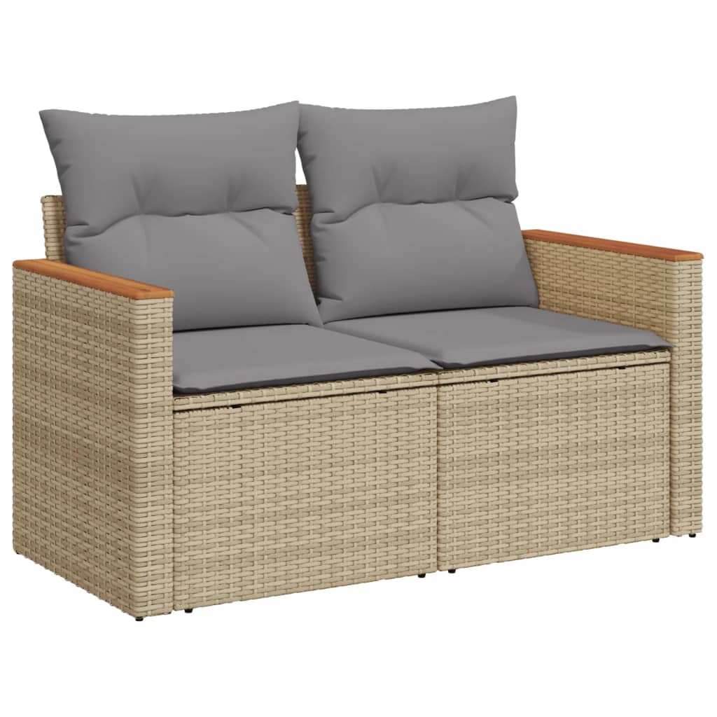 9-dijelni set vrtnih sofa s jastucima bež od poliratana