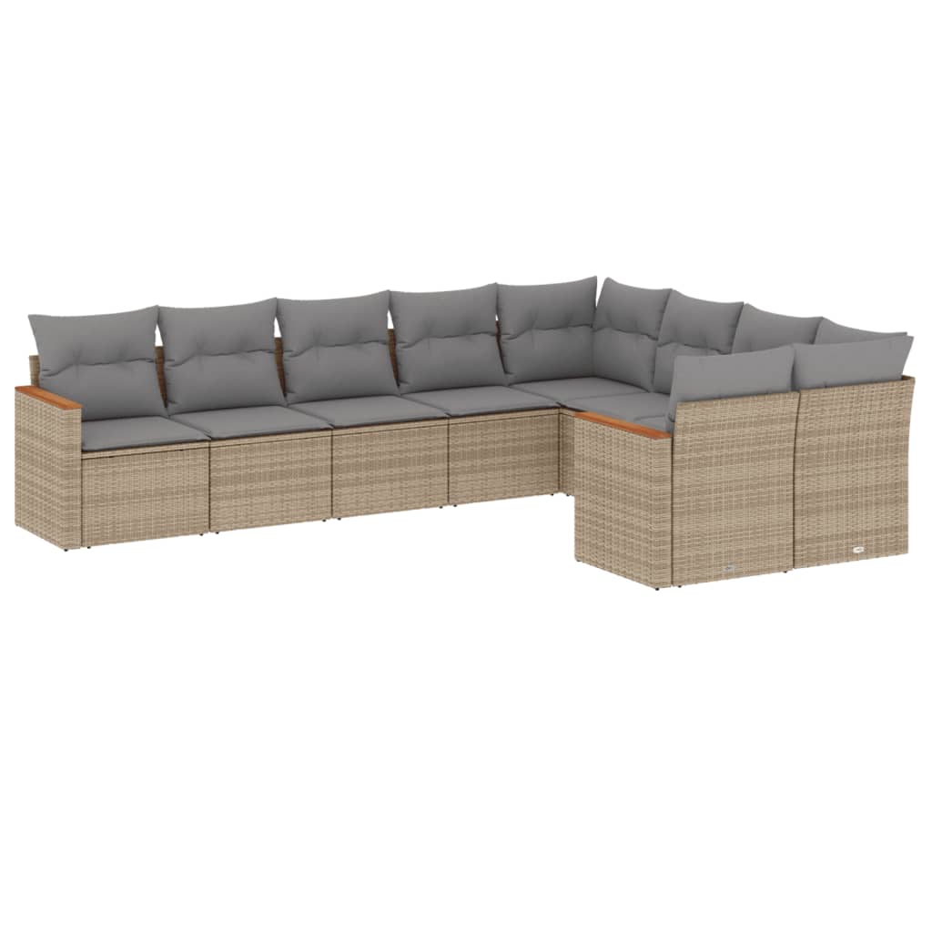 9-dijelni set vrtnih sofa s jastucima bež od poliratana
