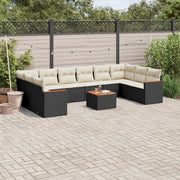 11-dijelni set vrtnih sofa od poliratana s jastucima crni Crna 62 x 62 x 69 cm