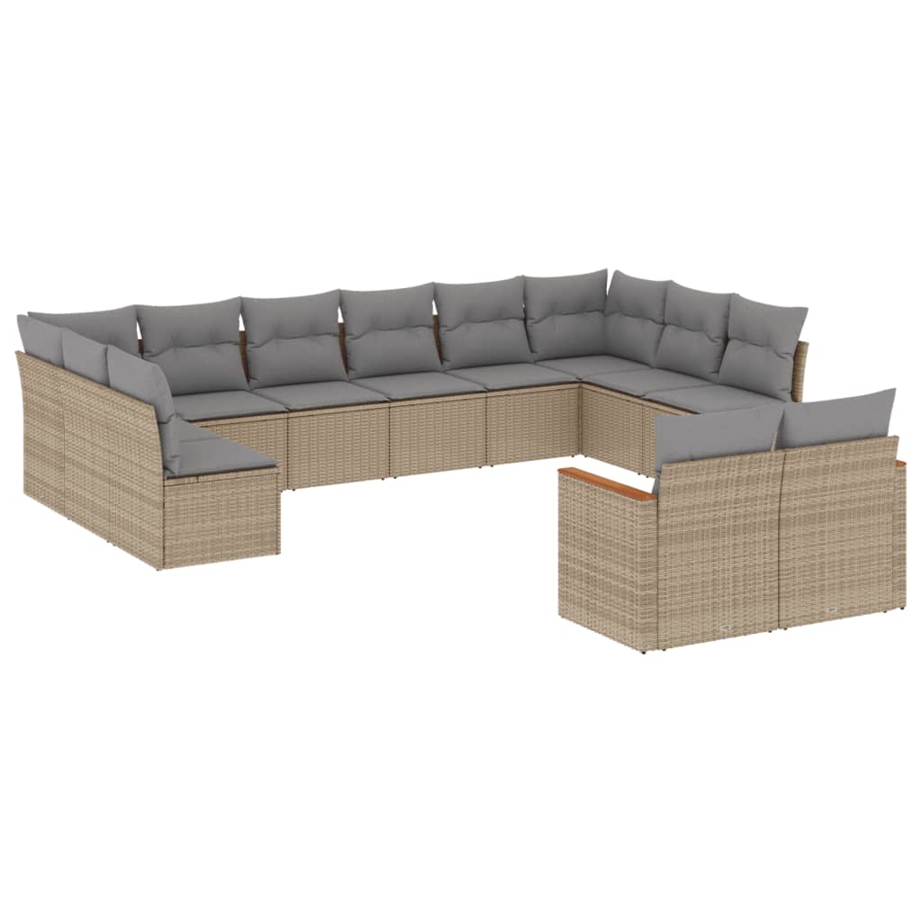 12-dijelni set vrtnih sofa s jastucima bež od poliratana