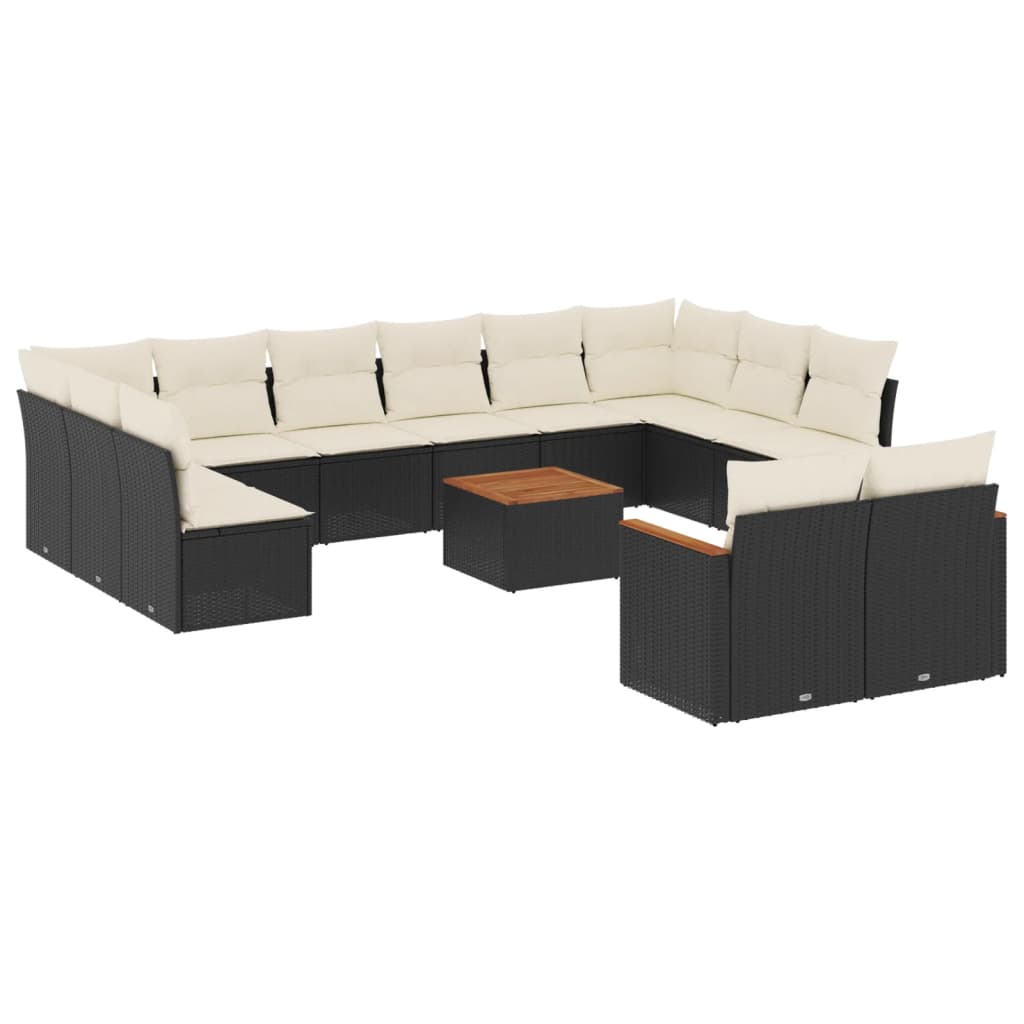 13-dijelni set vrtnih sofa s jastucima poliratan crni