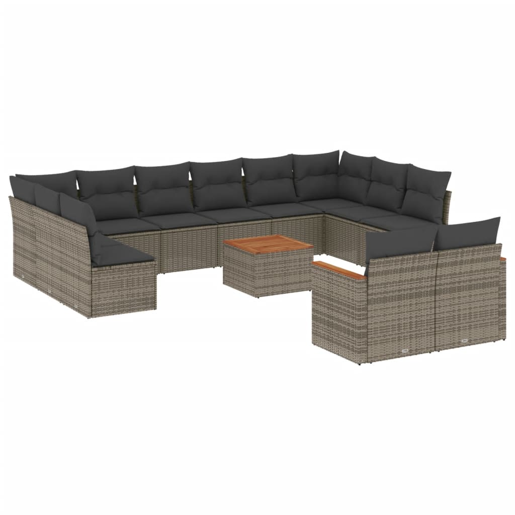 13-dijelni set vrtnih sofa od poliratana s jastucima sivi