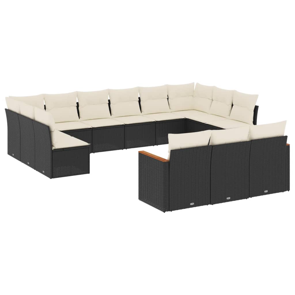 13-dijelni set vrtnih sofa s jastucima poliratan crni