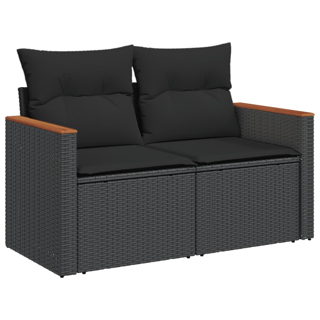 14-dijelni set vrtnih sofa s jastucima poliratan crni