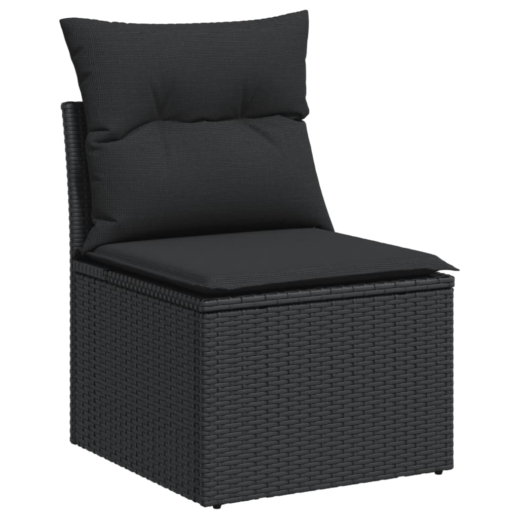 14-dijelni set vrtnih sofa s jastucima poliratan crni