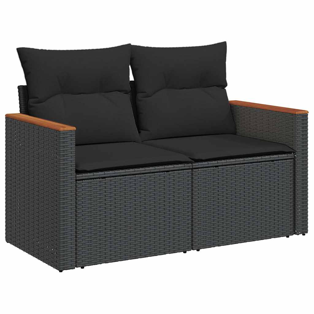 12-dijelni set vrtnih sofa od poliratana s jastucima crni