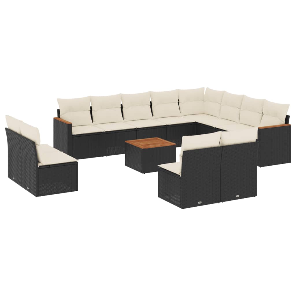 13-dijelni set vrtnih sofa s jastucima poliratan crni