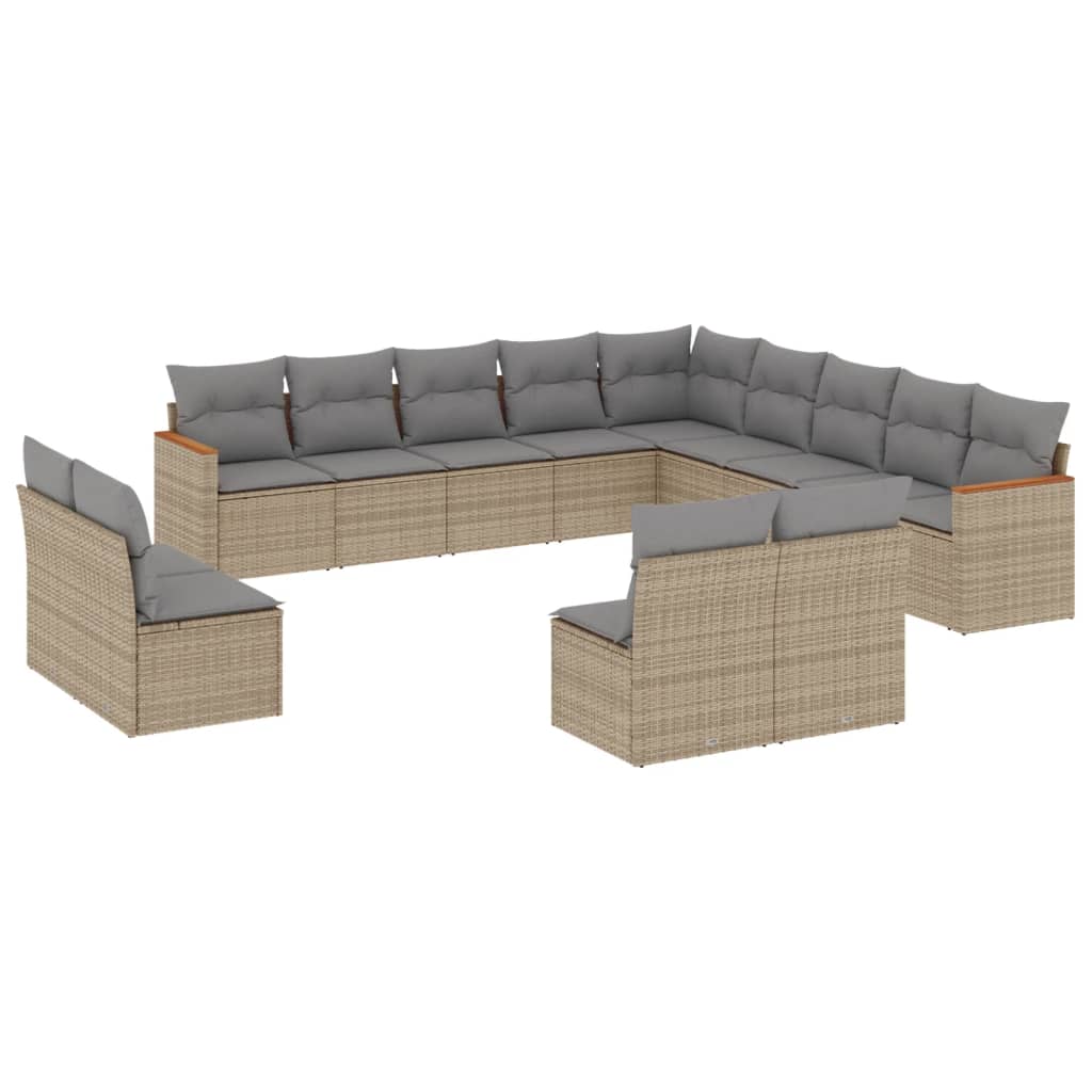 13-dijelni set vrtnih sofa s jastucima bež od poliratana